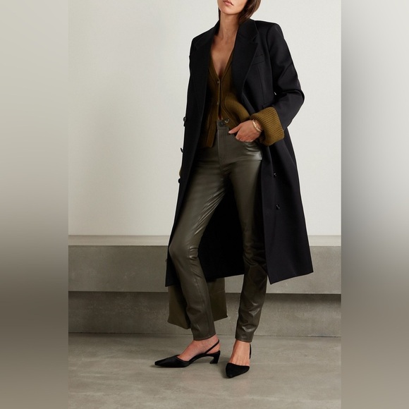 New! Veronica Beard Debbie Skinny Faux Leather Jeans in Loden Olive Green 🌿sz 26 - Picture 6 of 16